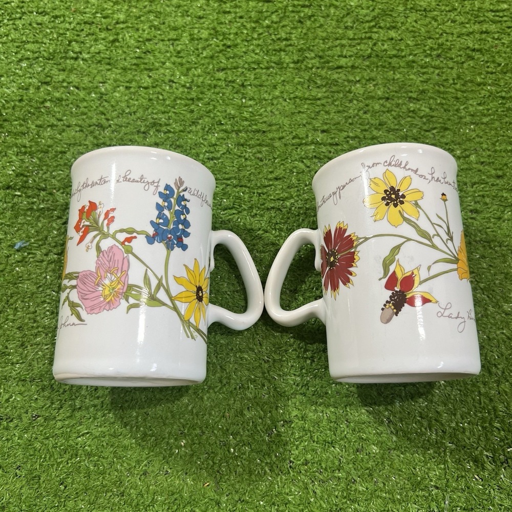 vintage wildflower coffee mug Austin, TX Made Lady Bird Johnson Museum 90s